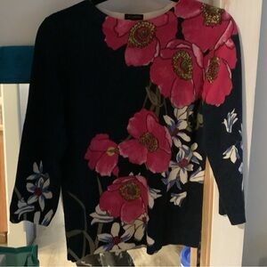 Talbots beautiful cashmere Pink and Cream Sweater.